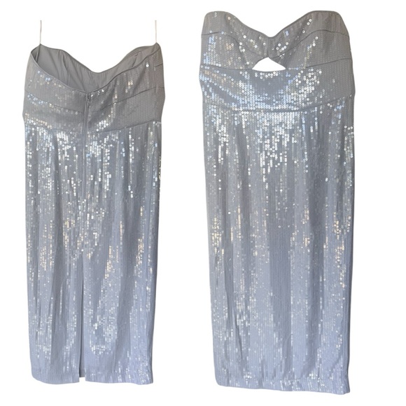 Bardot Shimmering Cutout Silver Strapless Dress Size XXL - Picture 2 of 9